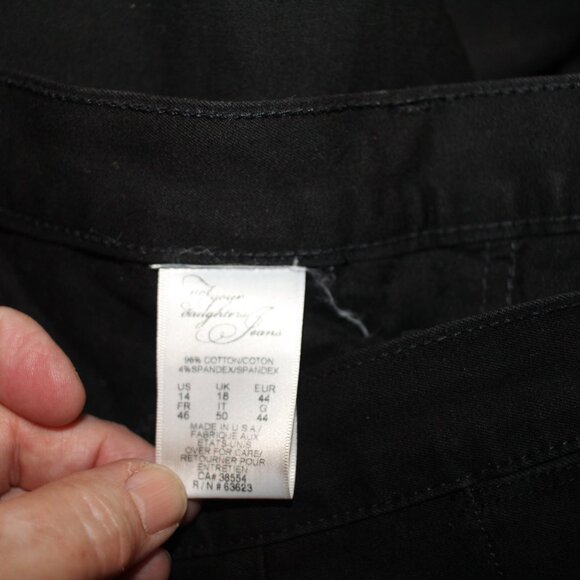 NYDJ Black Tuxedo Sequined Stripe Plus Size Dressy Flaired  Jeans Size 14 - Picture 9 of 10